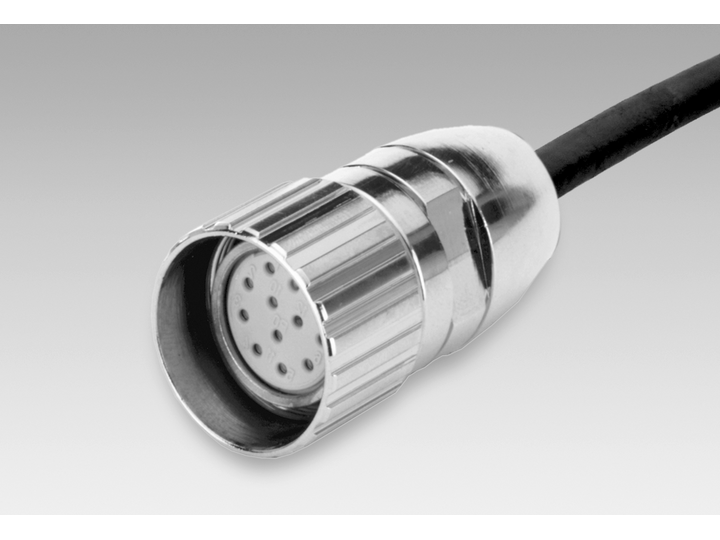 Female connector M23, 12-pin, straight, with cable 5 m (ESG 23JH0500GVI)